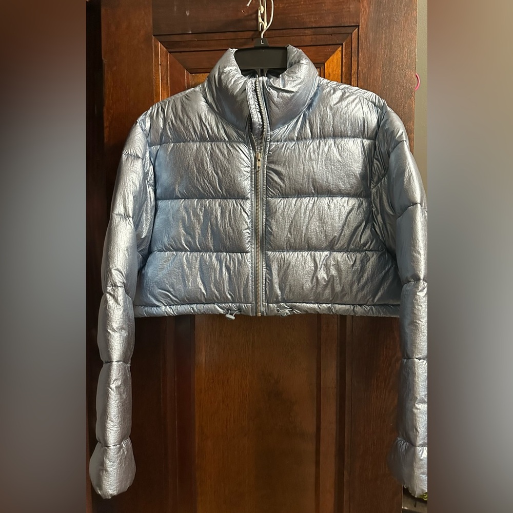 Metallic Cropped Puffer Jacket